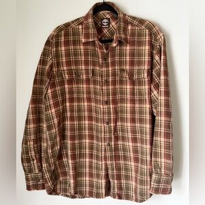 Timberland Plaid Flannel Shirt Men’s Large Workwear Outdoor Cotton Button Up